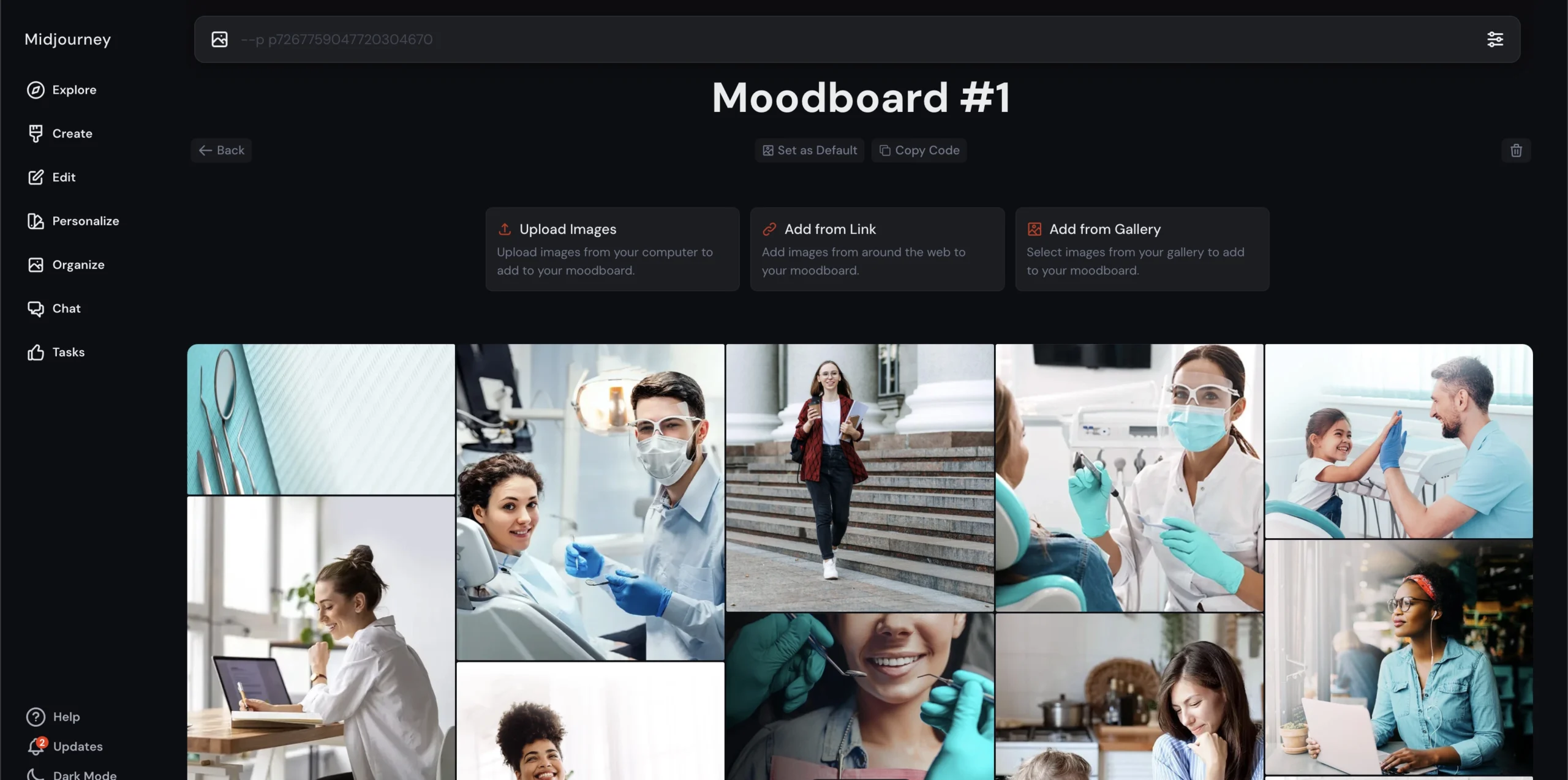 Filled Midjourney Personalization Moodboard